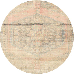 Round Traditional Khaki Gold Persian Rug, tr3599