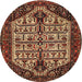 Round Traditional Saffron Red Persian Rug, tr35