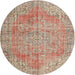 Square Machine Washable Traditional Rust Pink Rug, wshtr3601