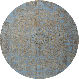 Round Traditional Smokey Gray Persian Rug, tr3602