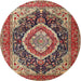Round Traditional Fire Brick Red Persian Rug, tr3603