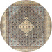 Round Traditional Brown Persian Rug, tr3604