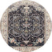 Round Traditional Taupe Brown Persian Rug, tr360