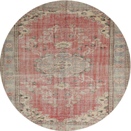 Square Machine Washable Traditional Rust Pink Rug, wshtr3610