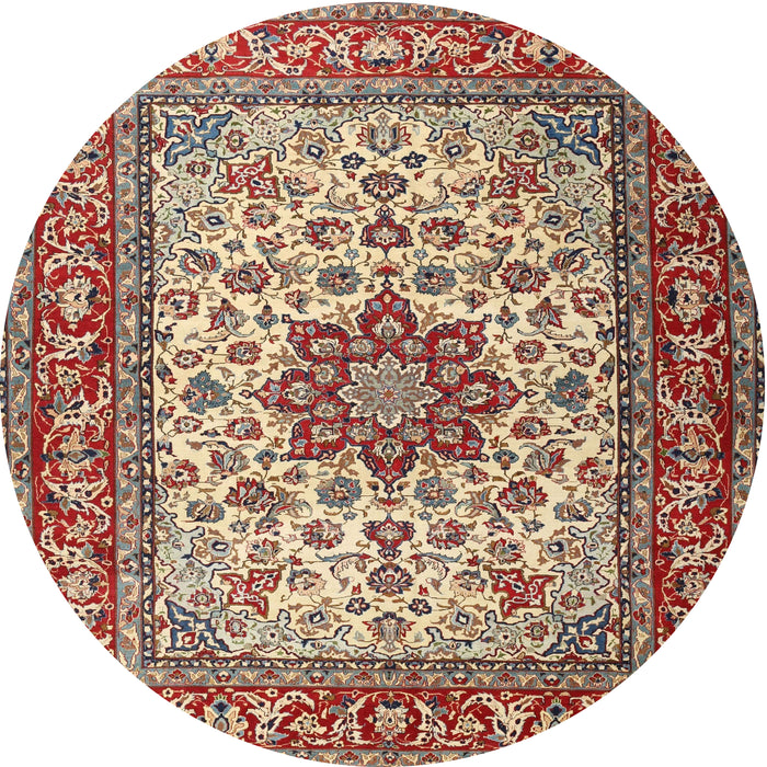 Round Traditional Fire Brick Red Persian Rug, tr3613