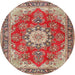 Square Machine Washable Traditional Red Rug, wshtr3615