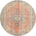 Square Machine Washable Traditional Orange Salmon Pink Rug, wshtr3616