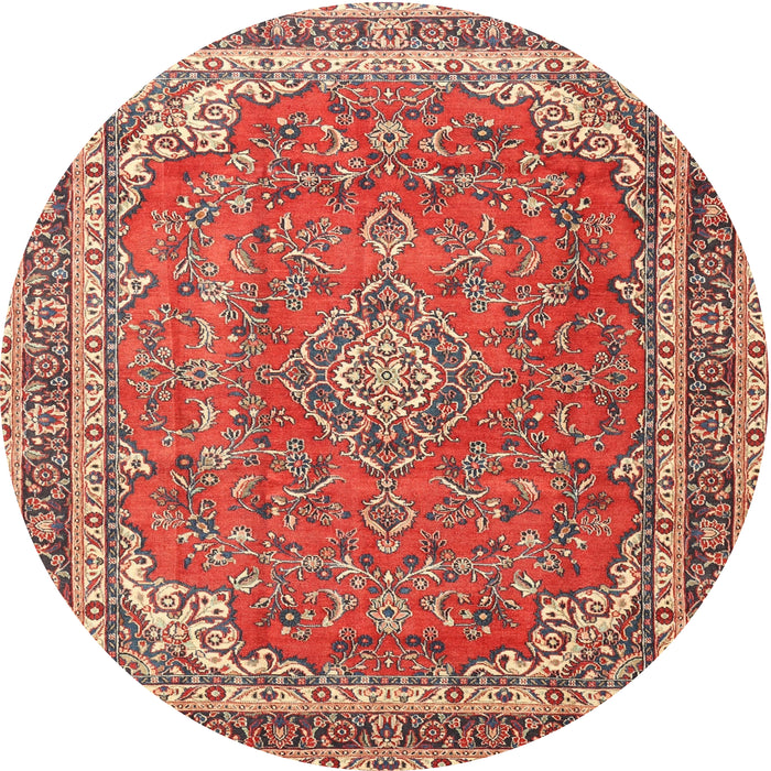Round Traditional Light Copper Gold Persian Rug, tr3617