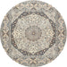 Round Traditional Wheat Beige Medallion Rug, tr361