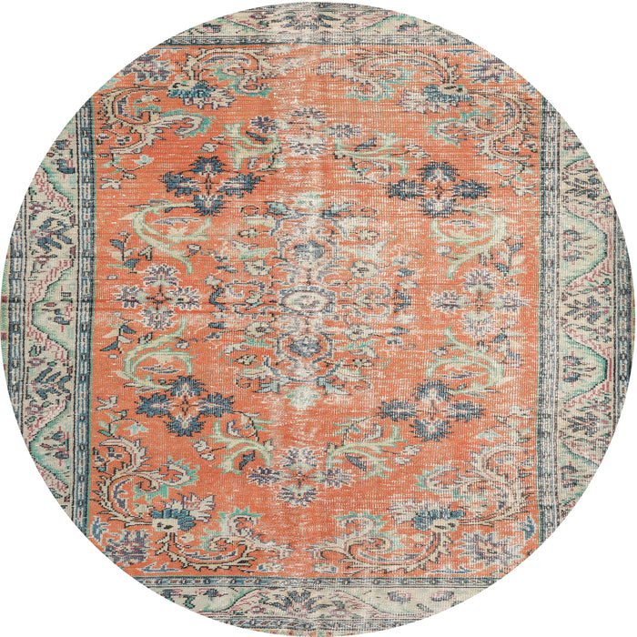 Round Traditional Tan Brown Persian Rug, tr3620