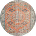 Round Traditional Tan Brown Persian Rug, tr3620