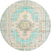 Round Traditional Sage Green Persian Rug, tr3621