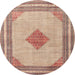 Round Traditional Cherry Red Persian Rug, tr3622