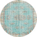 Square Machine Washable Traditional Magic Mint Green Rug, wshtr3623