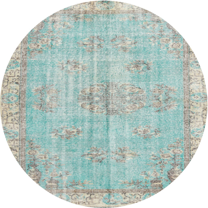 Round Traditional Mint Green Persian Rug, tr3623