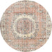 Round Traditional Orange Salmon Pink Persian Rug, tr3624