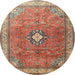 Round Traditional Fire Brick Red Persian Rug, tr3625