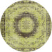 Round Traditional Metallic Gold Persian Rug, tr3627