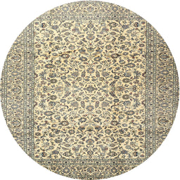 Round Traditional Khaki Gold Persian Rug, tr3629
