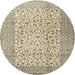 Round Traditional Khaki Gold Persian Rug, tr3629