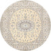 Round Traditional Rosy Brown Pink Medallion Rug, tr362