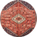 Square Machine Washable Traditional Saffron Red Rug, wshtr3630