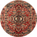 Round Traditional Saffron Red Persian Rug, tr3631