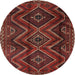 Round Traditional Chestnut Brown Southwestern Rug, tr3632