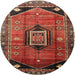 Round Traditional Rust Pink Persian Rug, tr3633