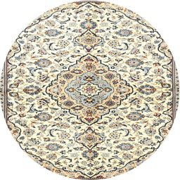 Round Traditional Khaki Green Persian Rug, tr3634
