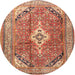 Round Traditional Sandy Brown Persian Rug, tr3635