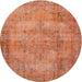 Round Traditional Orange Red Persian Rug, tr3637