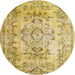 Square Machine Washable Traditional Chrome Gold Yellow Rug, wshtr3638