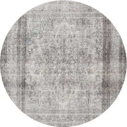 Square Machine Washable Traditional Grey Gray Rug, wshtr3640