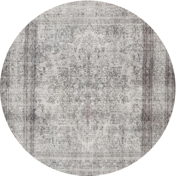 Square Machine Washable Traditional Grey Gray Rug, wshtr3640