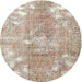 Round Traditional Dark Almond Brown Persian Rug, tr3641