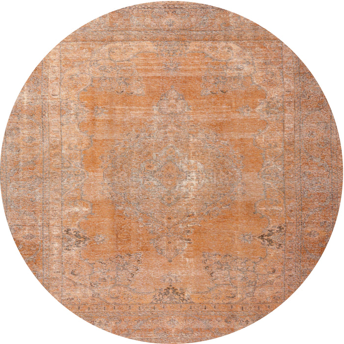 Round Traditional Sandy Brown Persian Rug, tr3643