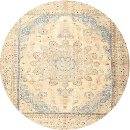 Round Traditional Golden Blonde Gold Persian Rug, tr3646