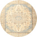 Square Machine Washable Traditional Gold Rug, wshtr3646