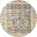Round Traditional Dark Almond Brown Persian Rug, tr3647