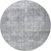 Round Traditional Gunmetal Gray Persian Rug, tr3648