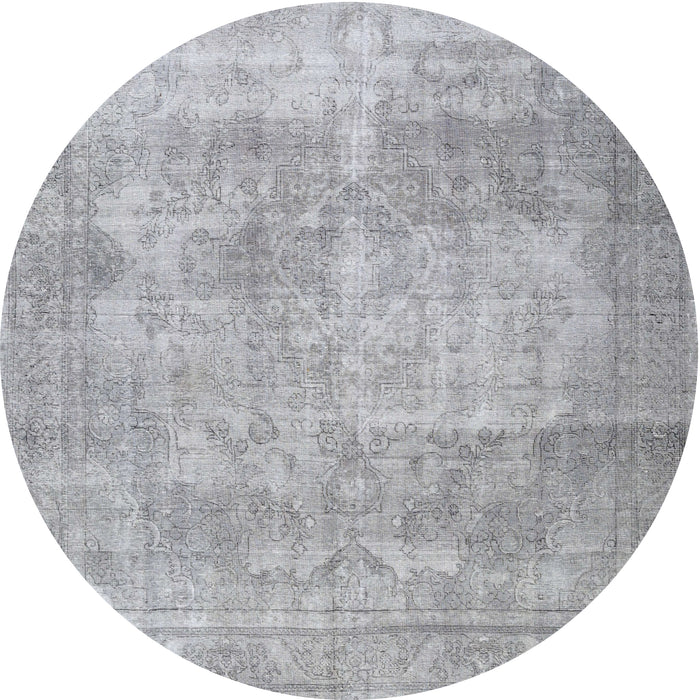 Square Machine Washable Traditional Gunmetal Gray Rug, wshtr3648