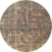 Round Traditional Brown Persian Rug, tr3649