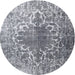 Round Traditional Mist Blue Persian Rug, tr3651