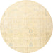 Round Traditional Golden Blonde Gold Persian Rug, tr3652