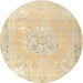 Round Traditional Khaki Gold Persian Rug, tr3653