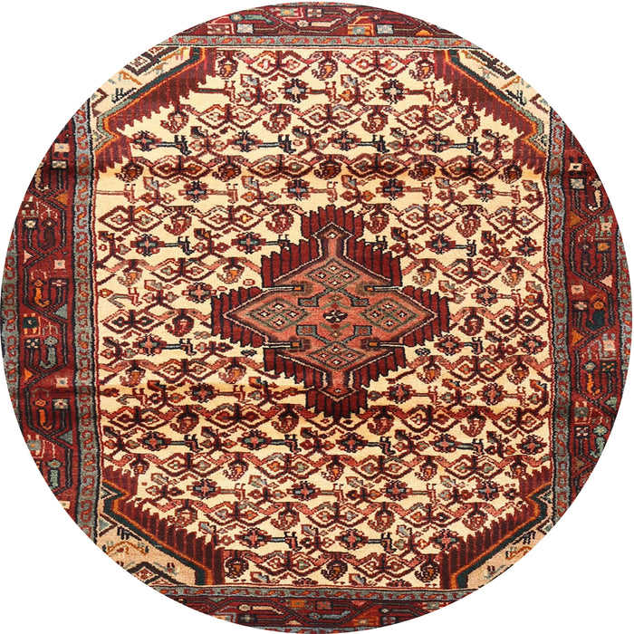 Round Traditional Sand Brown Persian Rug, tr3656