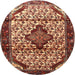 Round Traditional Sand Brown Persian Rug, tr3656