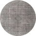 Round Traditional Dark Gray Persian Rug, tr3658