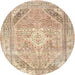 Round Traditional Brown Persian Rug, tr3659
